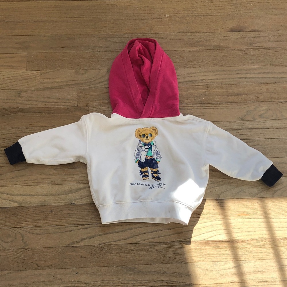 Polo by Ralph Lauren Kids Pink Hood White Bear Sweatshirt